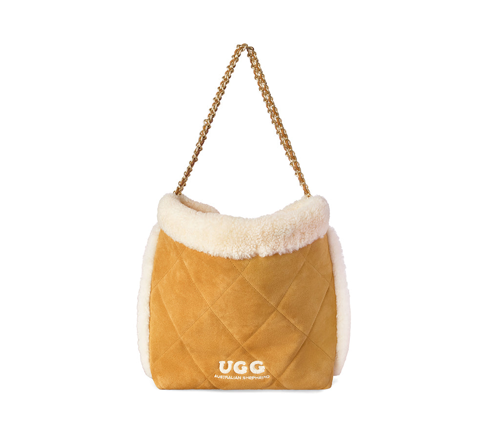 AUSTRALIAN SHEPHERD® Suede Shearling Tote Bag Over Shoulder Diana UGG AUSTRALIAN SHEPHERD