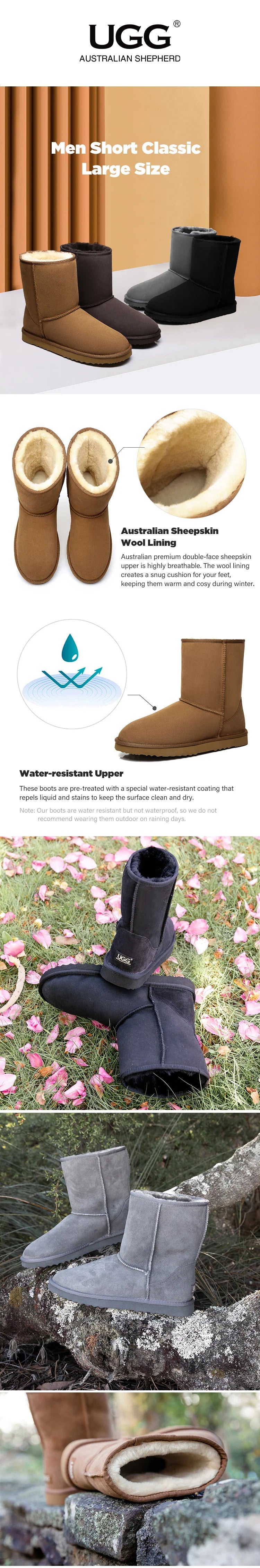 AUSTRALIAN SHEPHERD® UGG Boots Men Large Size Short Classic