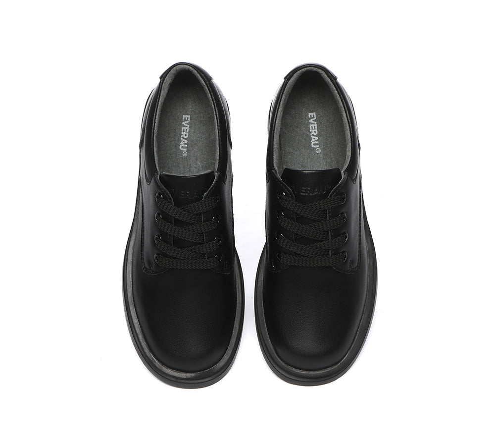 EVERAU® Senior Black Leather Large Size Lace Up School Shoes - UGG EXPRESS