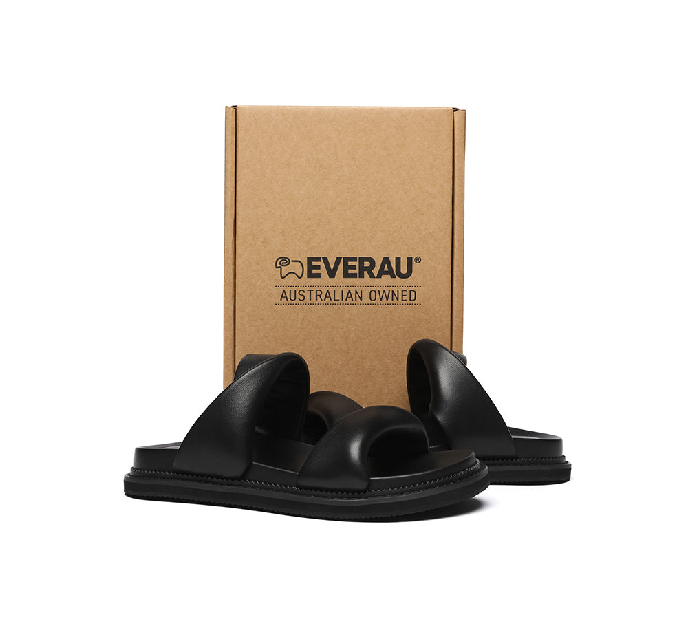 EVERAU?? Women Slides Leather Padded Twist Slip-on Sandals Eloise - UGG EXPRESS