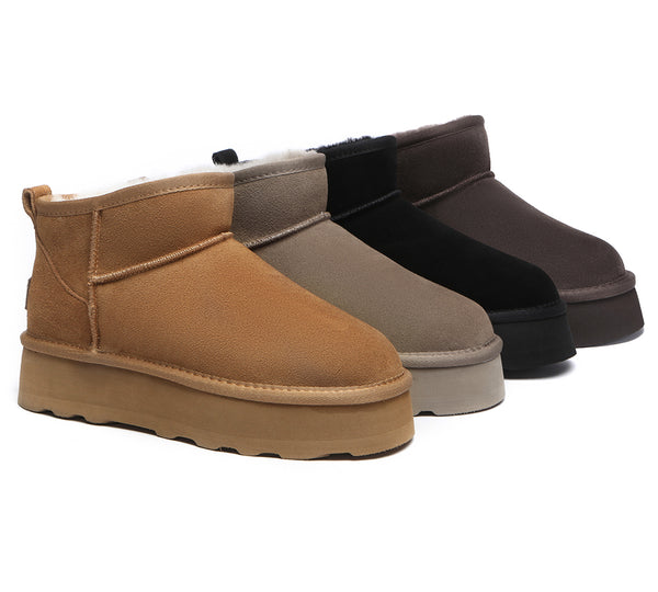 AUSTRALIAN SHEPHERD® UGG Boots Sheepskin Wool Mini Platform Thick Bott