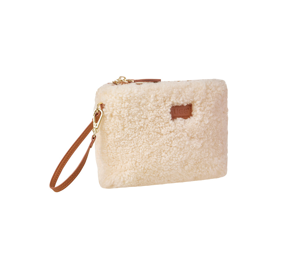 AUSTRALIAN SHEPHERD® Women Fluffy Wool Pouch Wristlet Bag Wooly UGG AUSTRALIAN SHEPHERD