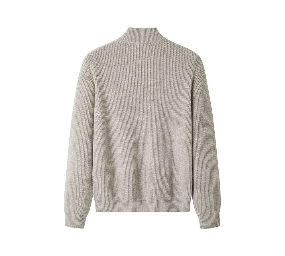 EVERAU® Wool Blend Zip-Up Jacket Stand Collar Urban Style Canver EVERAU