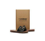 EVERAU® Women Leather Metal Ultra Soft Flat Slides Jianna - UGG EXPRESS