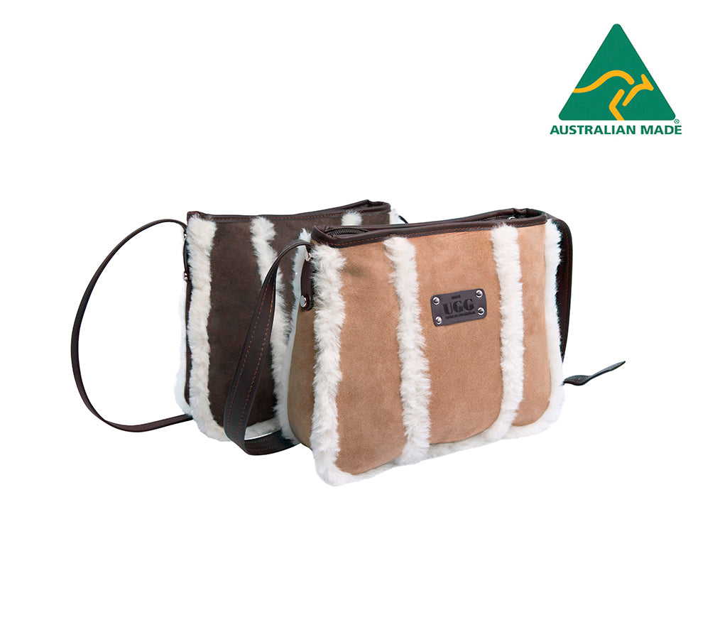 Women Sheepskin Wool Zip Shearling Lined Over Shoulder Bag - UGG EXPRESS