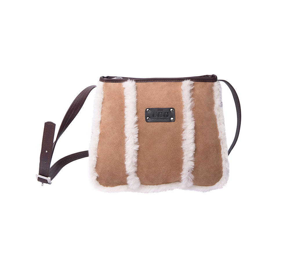 Women Sheepskin Wool Zip Shearling Lined Over Shoulder Bag - UGG EXPRESS