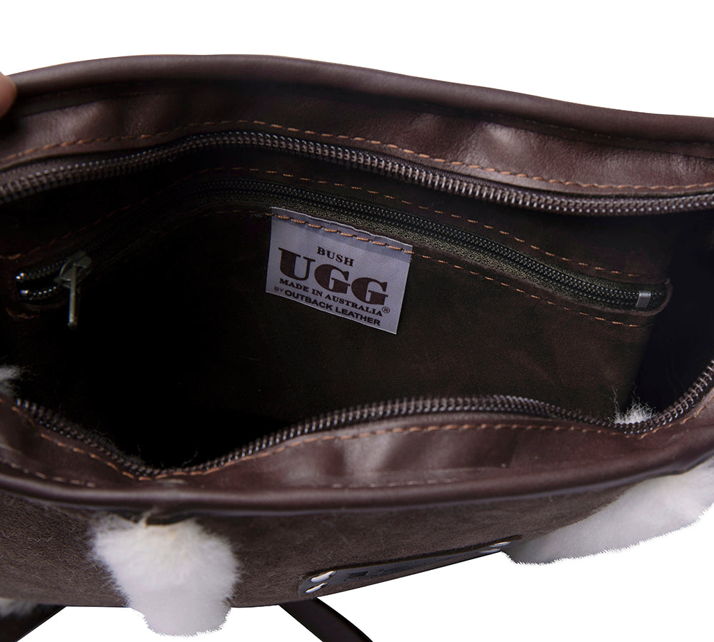 Women Sheepskin Wool Zip Shearling Lined Over Shoulder Bag - UGG EXPRESS