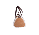 Women Sheepskin Wool Medium Hand Carry Shoulder Strap Zip Barrel Bag - UGG EXPRESS