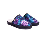EVERAU® UGG Slippers Sheepskin Wool Purple Flower Patchwork Suede Cruz EU39