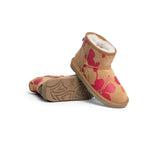 EVERAU® UGG Boots Sheepskin Wool Red Floral Print Mini Classic Suede EU40