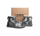 EVERAU® UGG Boots Sheepskin Wool Grey Floral Print Mini Classic Suede EU41