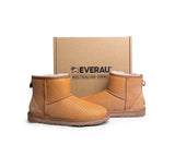 EVERAU® UGG Boots Sheepskin Wool Yellow Diagonal Stripe Print Mini Classic Suede EU41