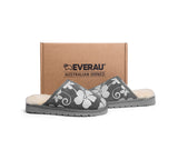 EVERAU® UGG Slippers Sheepskin Wool Grey Floral Print Suede Cruz EU39