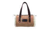 Women Sheepskin Wool Small Hand Carry Shoulder Strap Zip Barrell Bag