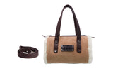 Women Sheepskin Wool Small Hand Carry Shoulder Strap Zip Barrell Bag