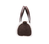 Women Sheepskin Wool Small Hand Carry Shoulder Strap Zip Barrell Bag