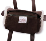 Women Sheepskin Wool Small Hand Carry Shoulder Strap Zip Barrell Bag