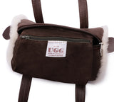 Women Sheepskin Wool Small Hand Carry Zip Barrell Bag