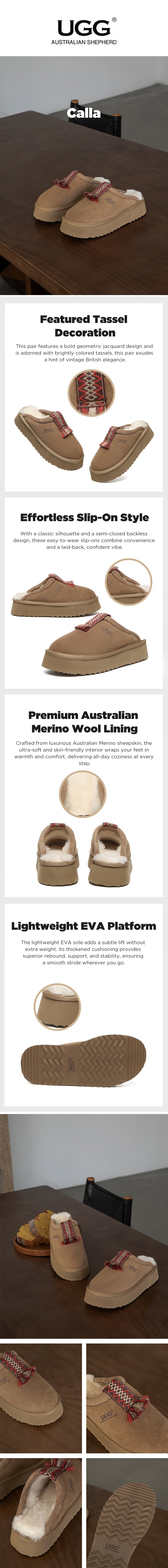 AUSTRALIAN SHEPHERD® UGG Slippers Unisex Platform Tazzy Calla