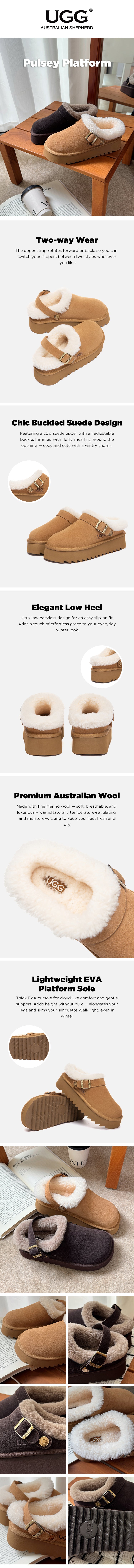 AUSTRALIAN SHEPHERD® UGG Slippers Platform Clogs Pulsey