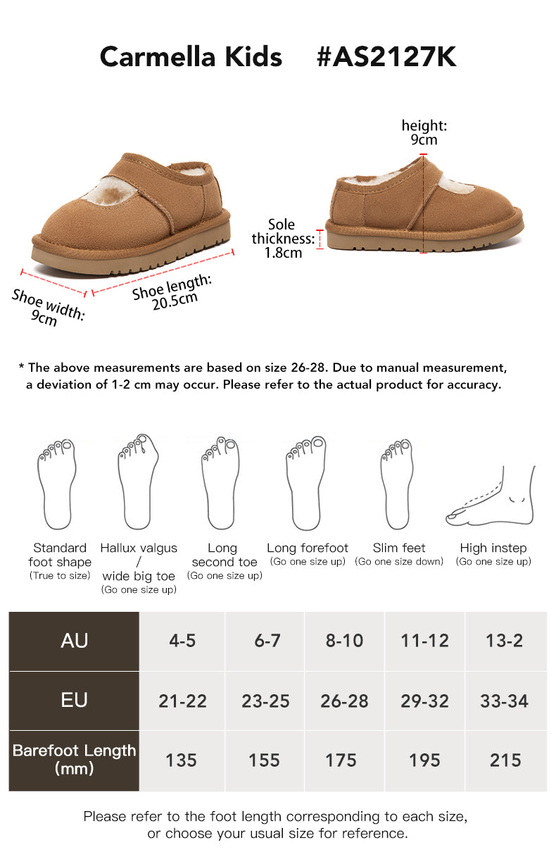 AUSTRALIAN SHEPHERD® UGG Slippers Kids Carmella size chart