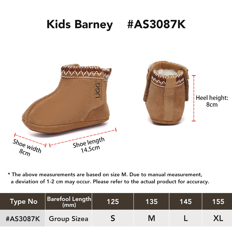 AUSTRALIAN SHEPHERD® UGG Boots Baby Gift Set Barney size chart