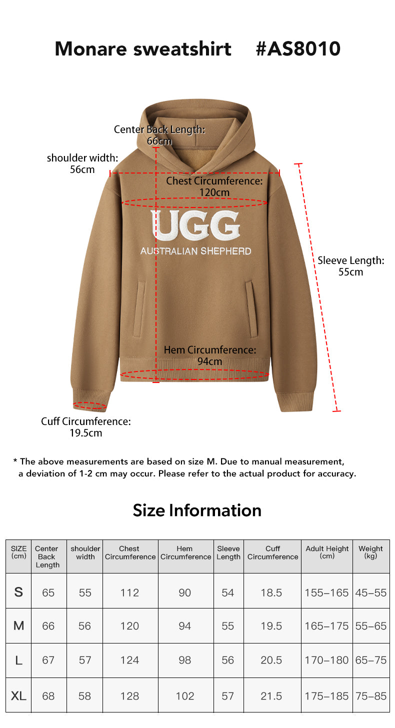 AUSTRALIAN SHEPHERD® Cotton Sweatshirt Monare size chart