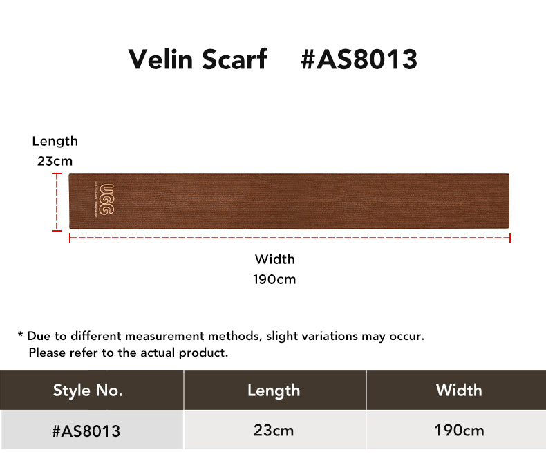 AUSTRALIAN SHEPHERD® 100% Wool Scarf Velin size chart