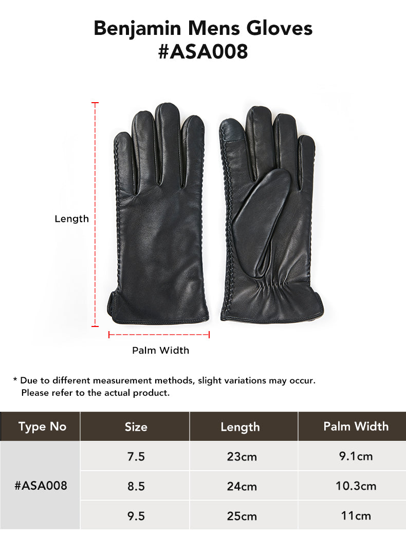 AUSTRALIAN SHEPHERD® Men Leather Gloves Benjamin size chart