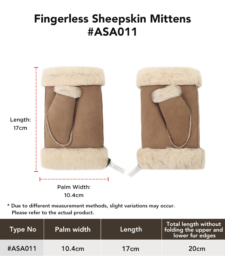 AUSTRALIAN SHEPHERD® Fluffy Fingerless Mittens size chart