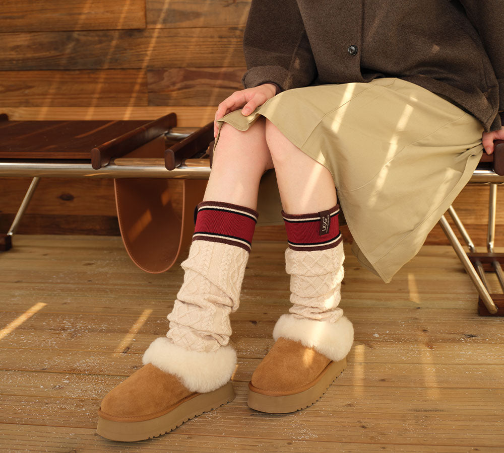AUSTRALIAN SHEPHERD® Women Stretchy Knit Thick Leg Warmer Socks UGG AUSTRALIAN SHEPHERD