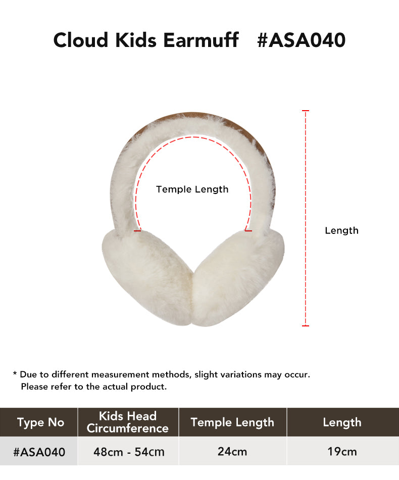 AUSTRALIAN SHEPHERD® UGG Earmuff Kids Cloud size chart