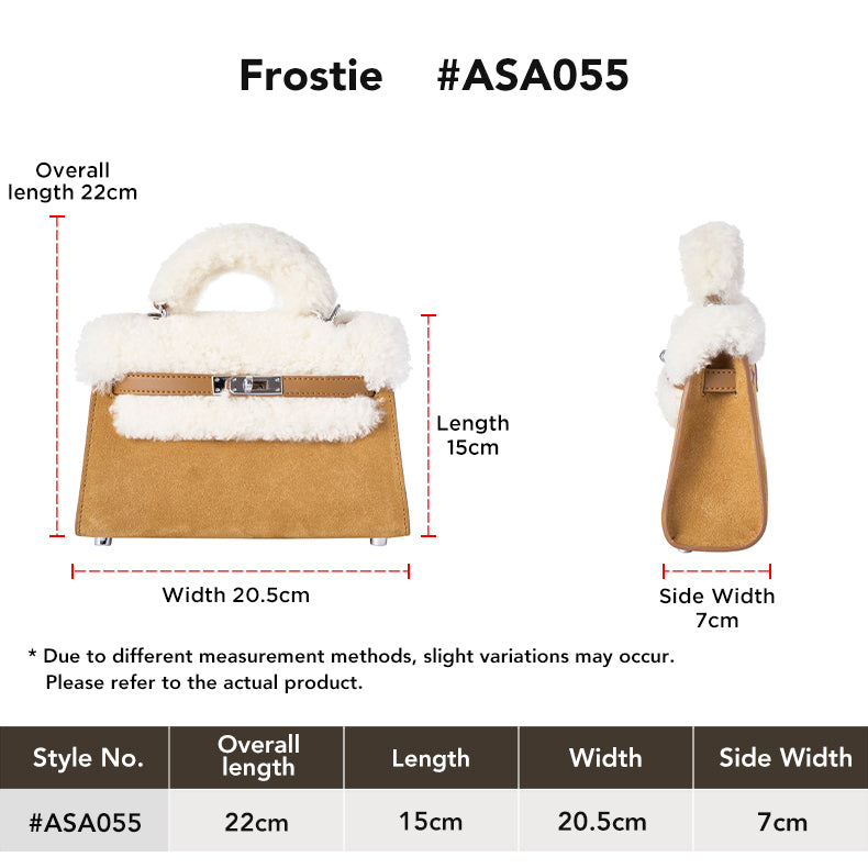 AUSTRALIAN SHEPHERD® Women Fluffy Wool Over Shoulder Bag Frostie size chart