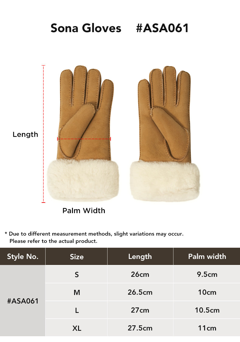 AUSTRALIAN SHEPHERD® UGG Gloves Sona size chart
