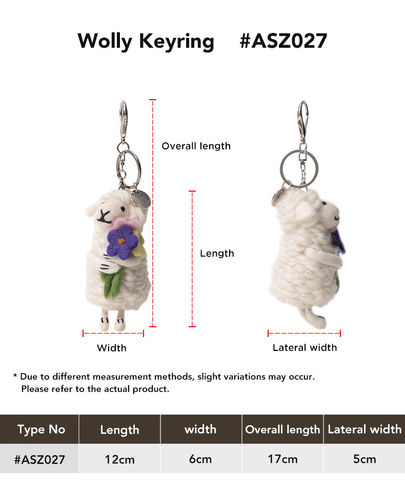 AUSTRALIAN SHEPHERD® Wool Wolly Keyring size chart
