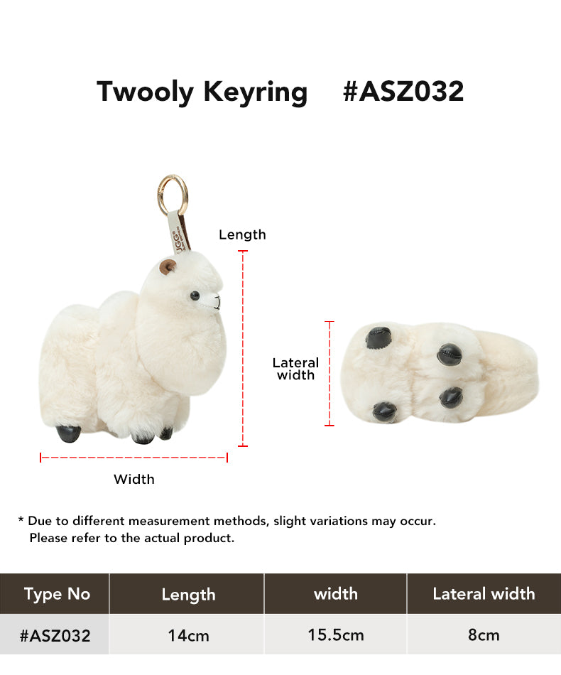 AUSTRALIAN SHEPHERD® UGG Keychain Fluffy Camel Twooly size chart