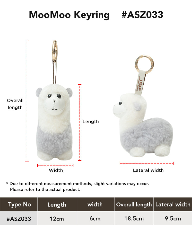 AUSTRALIAN SHEPHERD® UGG Keychain Alpaca MooMoo size chart