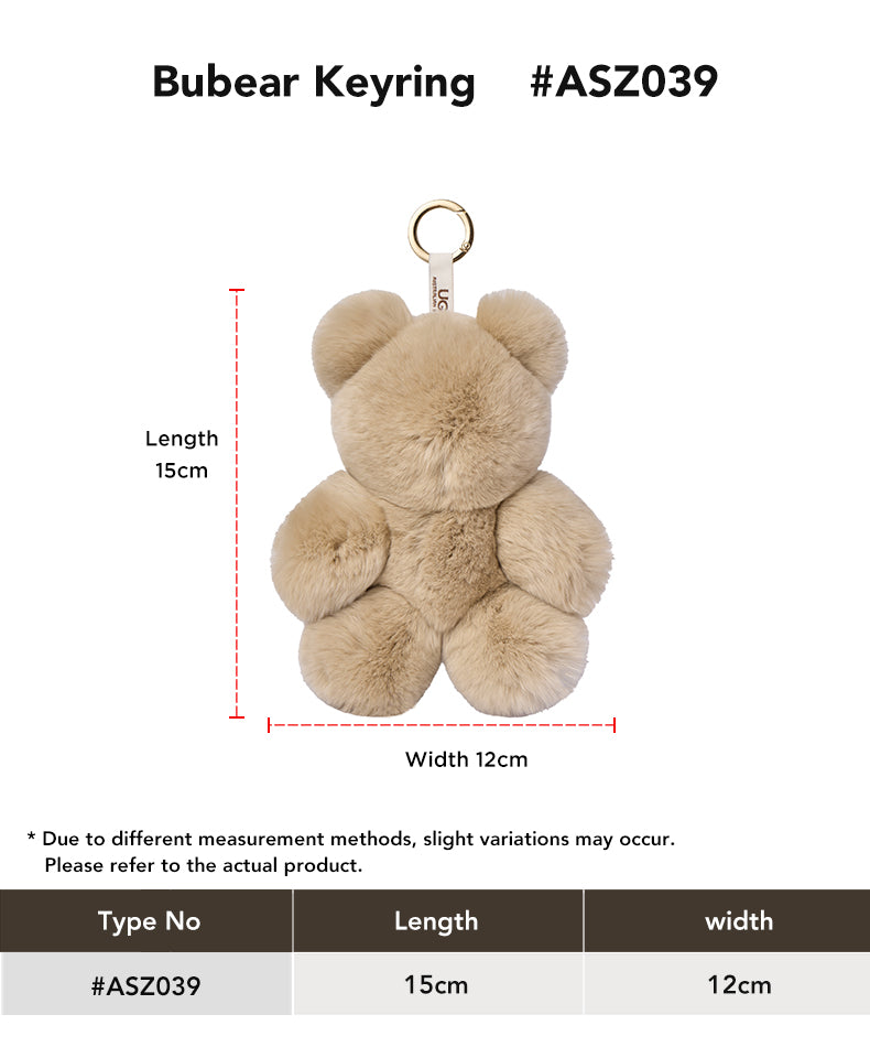 AUSTRALIAN SHEPHERD® Fluffy Bubear Keyring size chart