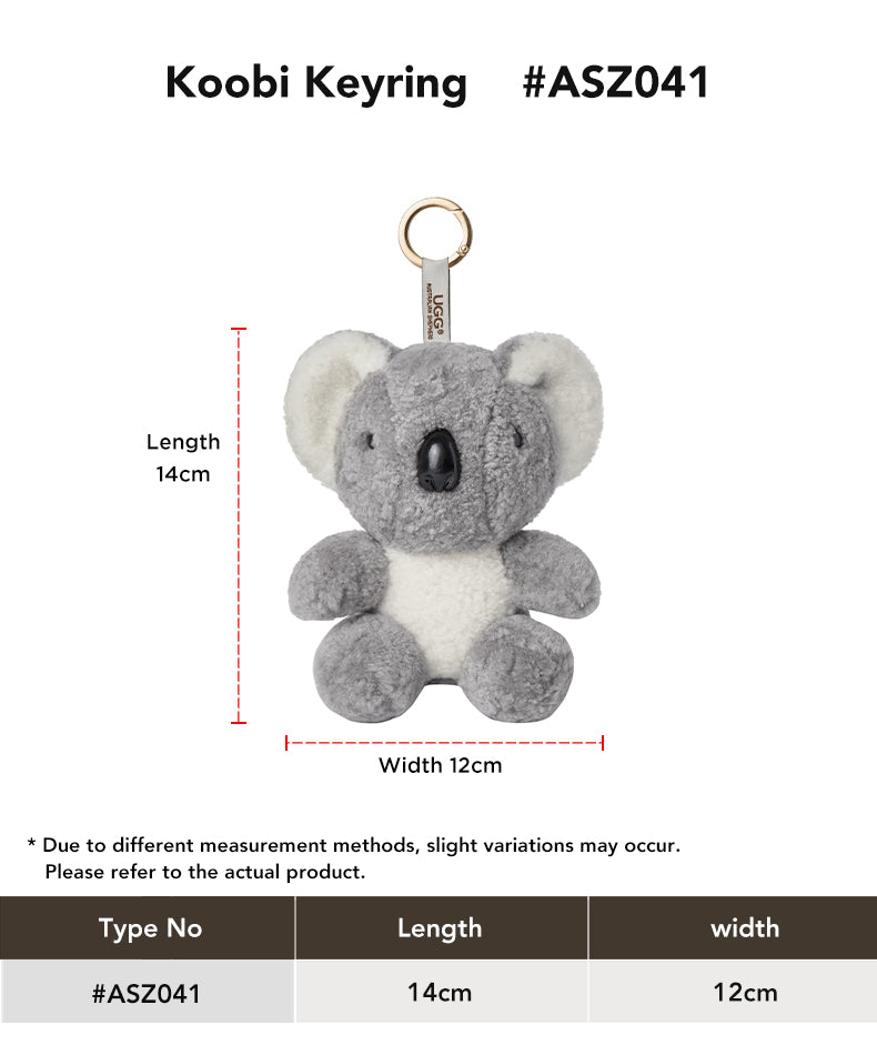 AUSTRALIAN SHEPHERD® Fluffy Koala Keyring Koobi size chart