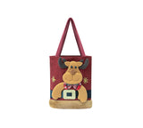 🎁 EVERAU® Christmas Reindeer Snowman Santa Tote Bag Berry (100% off) EVERAU