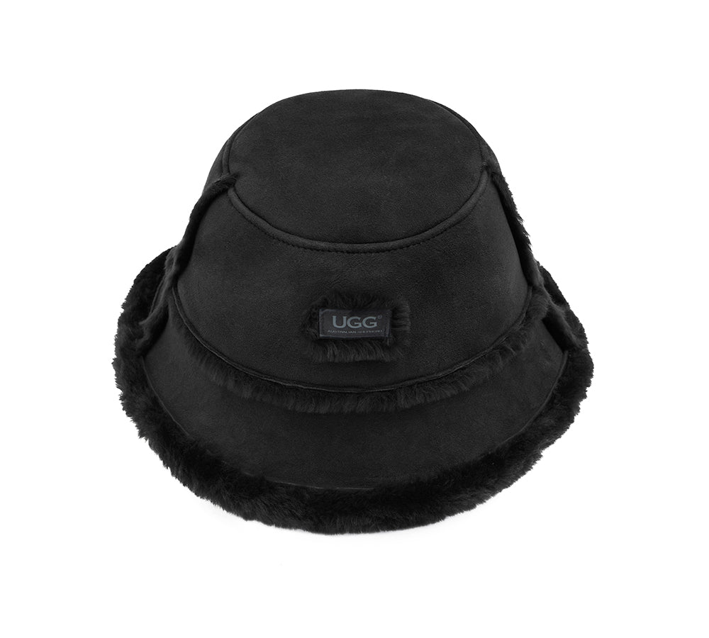 AUSTRALIAN SHEPHERD® Fluffy Sheepskin Wool Bucket Hat Stacea UGG AUSTRALIAN SHEPHERD