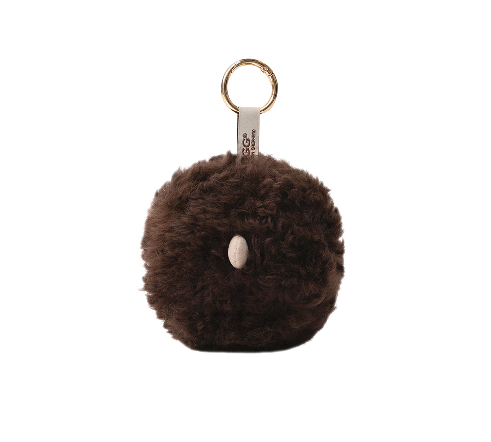 AUSTRALIAN SHEPHERD® Fluffy Sheepskin Wool Roun Keyring UGG AUSTRALIAN SHEPHERD