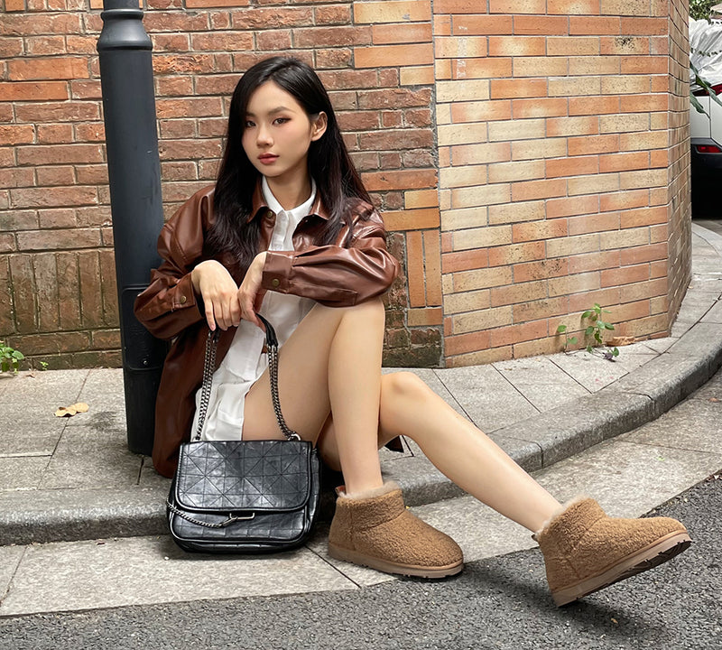 EVERAU® UGG Boots Sheepskin Wool Plush Ankle Ultra Teddycozy - UGG EXPRESS