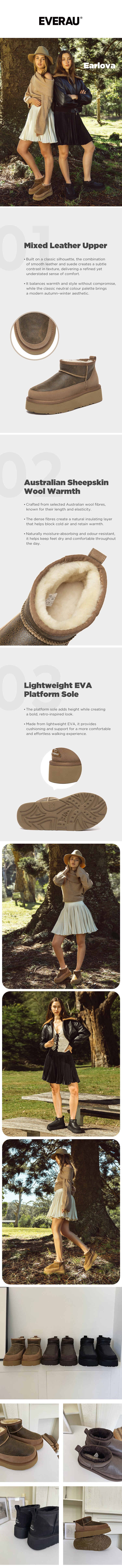 EVERAU® UGG Boots Women Platform Mini Earlova