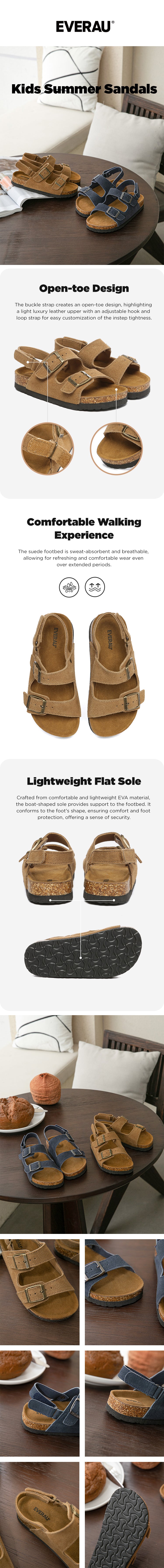 EVERAU® Kids s Hook and Loop Sandals