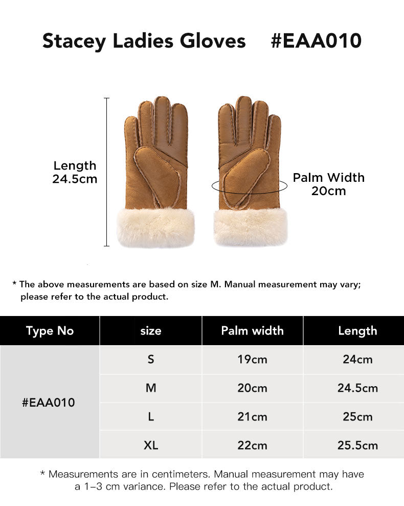 EVERAU® Wool Gloves Stacey size chart