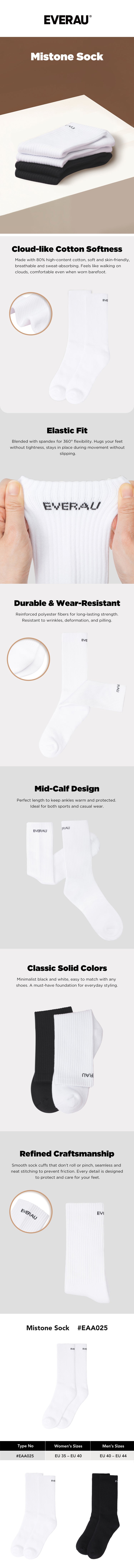 EVERAU® Cotton Crew Mistone Socks One Pair