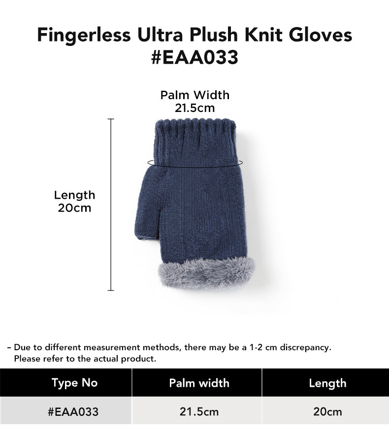 EVERAU® Fingerless Gloves size chart