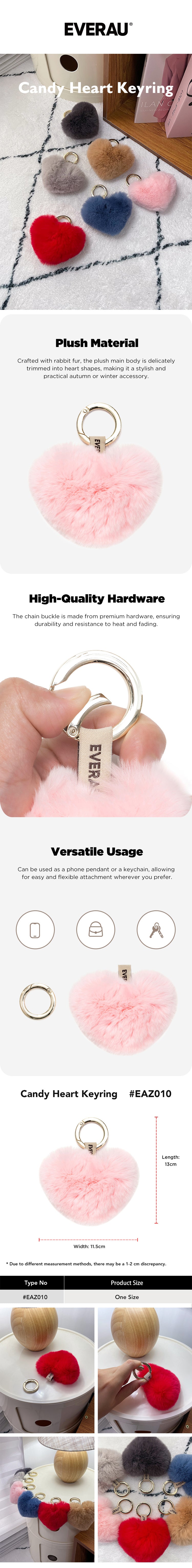 EVERAU® Fluffy Candy Heart Keyring