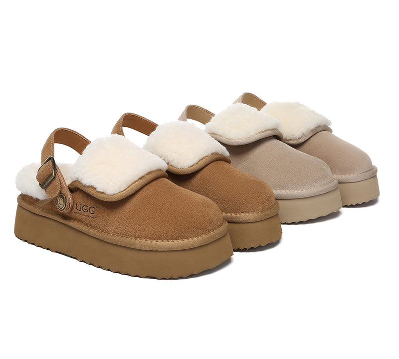 AUSTRALIAN SHEPHERD® UGG Slippers Sheepskin Wool Slingback Platform Tenley